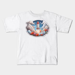 Chasing Clouds: A Rocket's Coloring Journe (143) Kids T-Shirt
